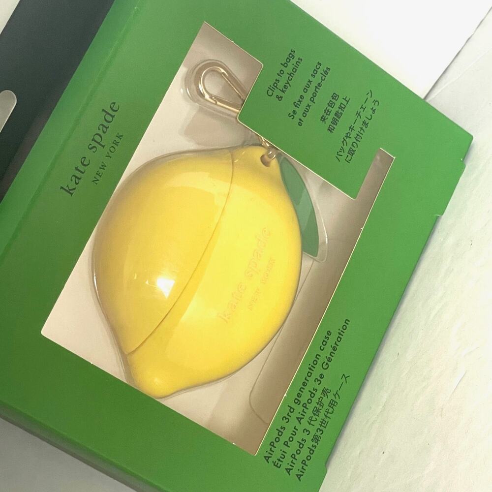 Kate Spade AirPods Gen 3 Case Lemon Drop Yellow Silicone Clip - Picture 3 of 6